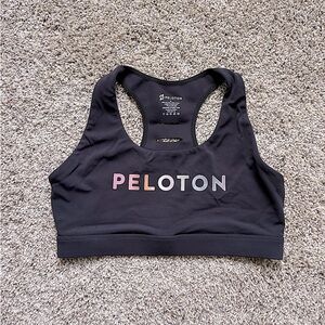 🚴Peloton Women's Black Sports Bra with Multicolor Logo